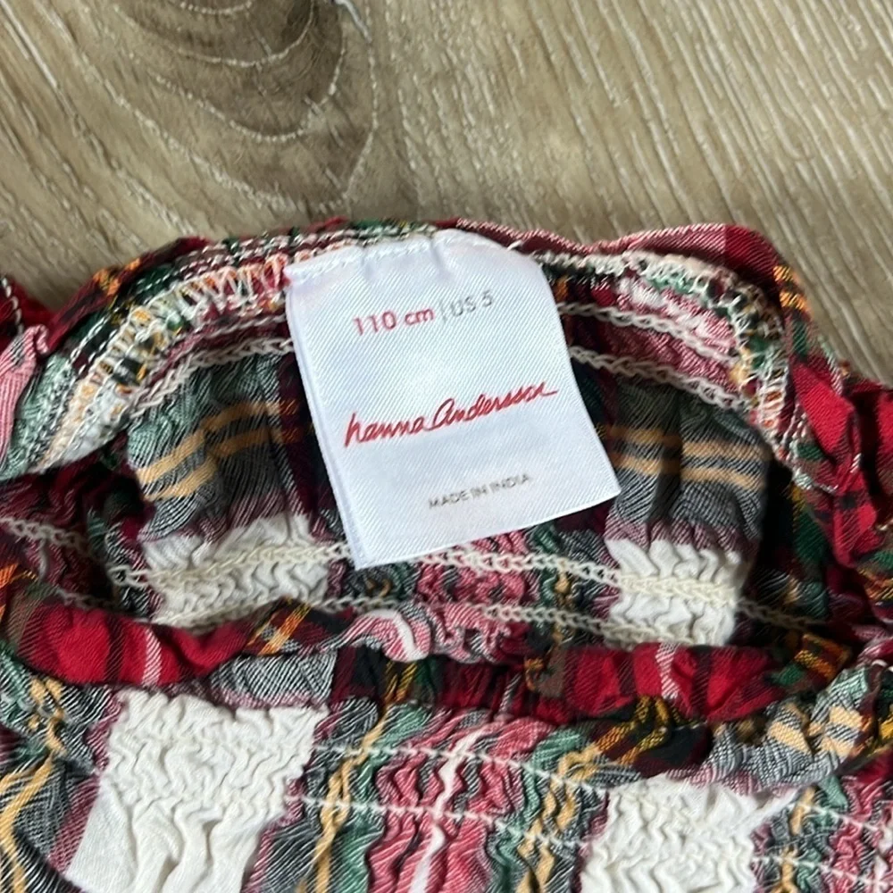 Hanna Andersson Dress Smocked Plaid Lined Holiday Dress